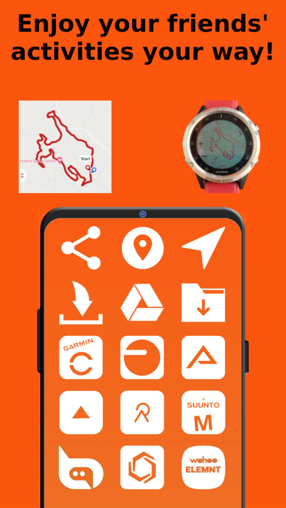 Enjoy your friends' activities your way!
GPS navigation app, GPS device, ...