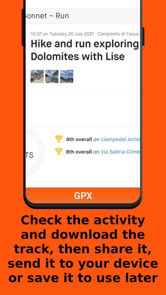 Check the activity and get the GPX track, then share it, send it to your device o save it to use later