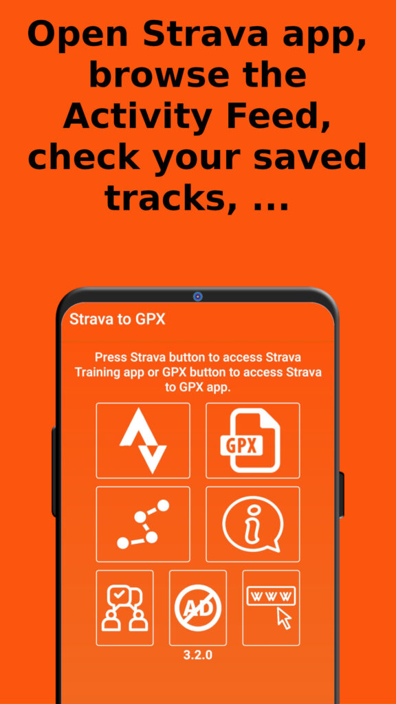 Open Strava app, browse the Activity feed, check your saved tracks, ...